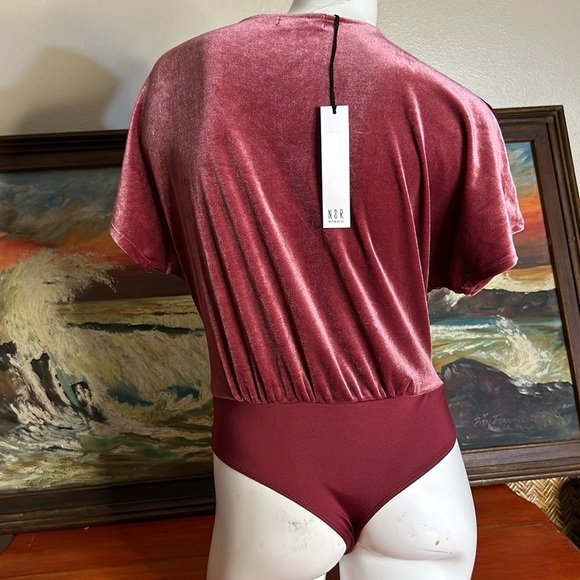 NSR Stretch Velvet So Smooth‎ Mauve Dusty Rose Pink Thong Bodysuit Sz M NWT - Picture 7 of 14